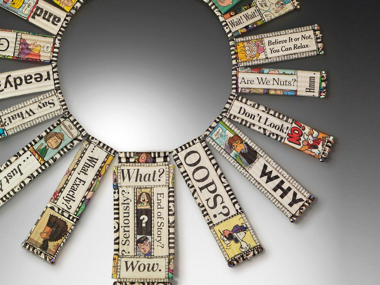 statement necklace made with recycled newspaper 