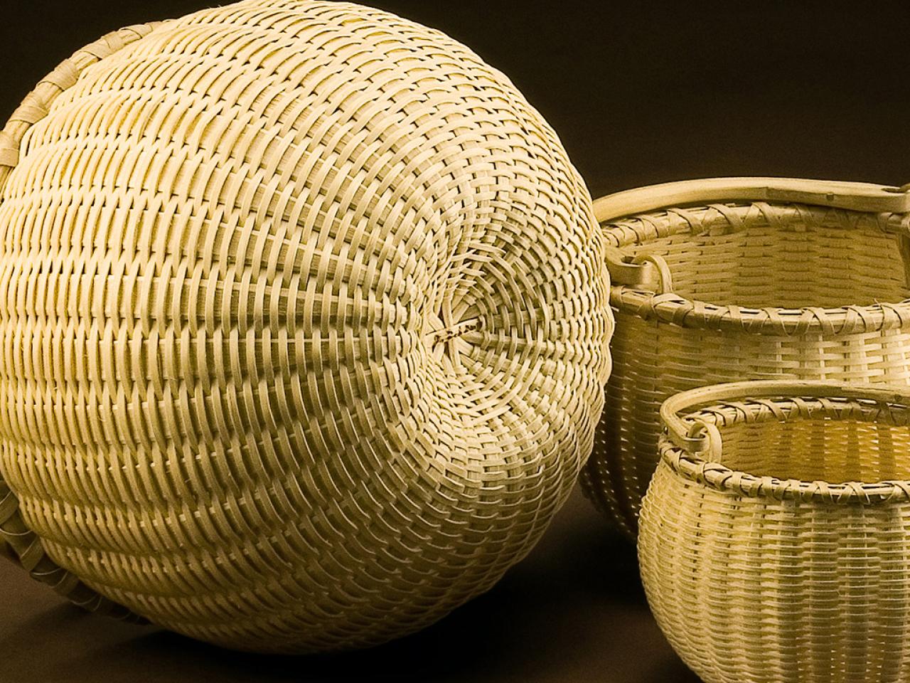 a trio of woven baskets